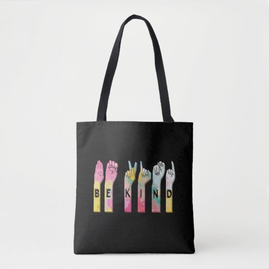 Wees aardig als ASL Alfabet American Sign Language Tote Bag (Voorkant)