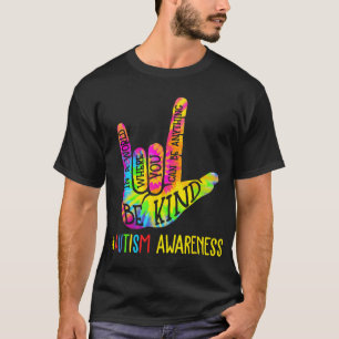 Wees aardig als liefde gebarentaal hand autisme t-shirt
