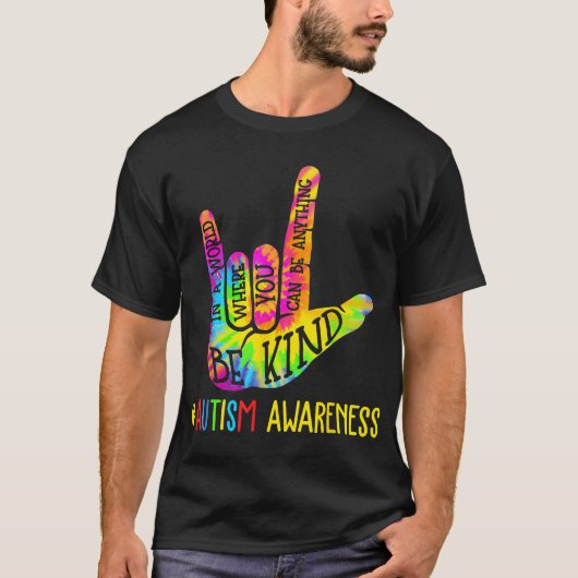 Wees aardig als liefde gebarentaal hand autisme t-shirt (Voorkant)
