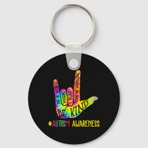 Wees aardig Asl Love Gebarentaal Hand Autisme bewu Sleutelhanger