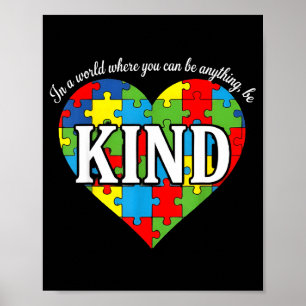 Wees aardig autism awareness shirt - leuk puzzel h poster