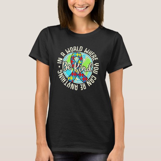 Wees aardig Autisme Bewustzijn Puzzel Aarde Schatt T-shirt (Voorkant)