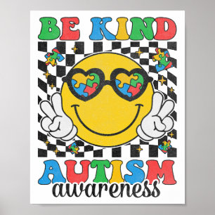 Wees aardig Autisme Bewustzijn Puzzel Stuk Glimlac Poster