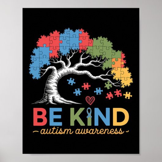 Wees aardig Autisme Bewustzijn Puzzel Tree Inclusi Poster (Voorkant)