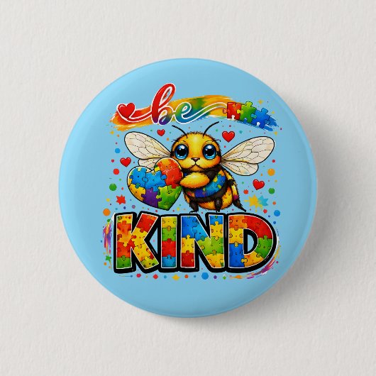 Wees Aardig Autisme Bewustzijn Ronde Button 5,7 Cm (Voorkant)