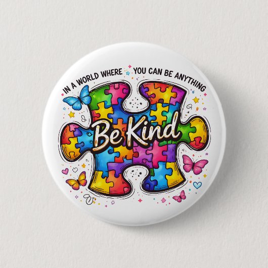 Wees Aardig Autisme Bewustzijn Ronde Button 5,7 Cm (Voorkant)