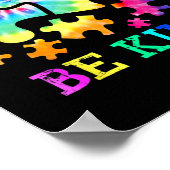 Wees Aardig Autisme Puzzelstukken Tie Dye Autisme Poster (Hoek)