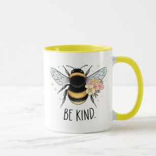 Wees aardig bloemig leuk bij inspiratief ontwerp mok