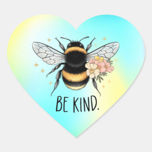 Wees aardig bloemig leuk bij ontwerp hart sticker