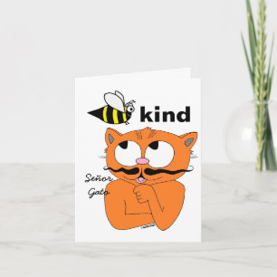Wees aardig Cartoon Snorhaar Kat Binnenkant Kaart 