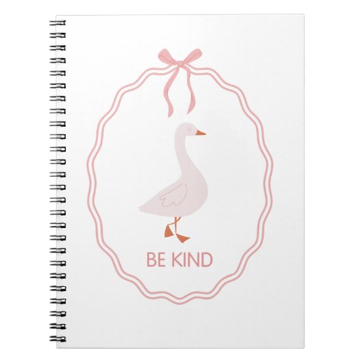 Wees aardig Cute Goose met Roze Lint Frame Notitieboek (Voorkant)