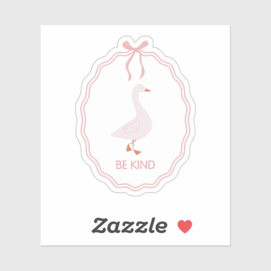 Wees aardig Cute Goose met Roze Lint Frame Sticker (Vel)