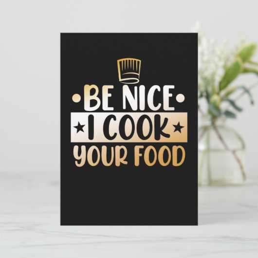 Wees aardig dat ik je eetkeuken koken. bedankkaart (Staand voorkant)