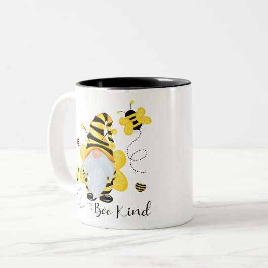 Wees aardig en bee Hippy Gnome Lover Tweekleurige Koffiemok (Voorkant links)