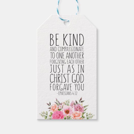 Wees aardig en compassievol, Ephesianen 4:32 Cadeaulabel (Voorkant)