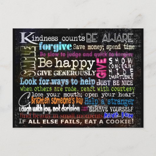 Wees aardig, enzovoort briefkaart (Voorkant)