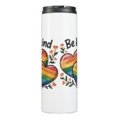 Wees aardig Gay Pride Rainbow Hearts Thermosbeker (Achterkant)