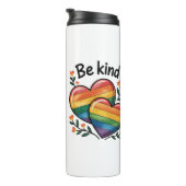 Wees aardig Gay Pride Rainbow Hearts Thermosbeker (Geroteerd rechts)