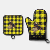 "Wees Aardig" Gingham Ovenwant & Pannenlap Set (Voorkant)