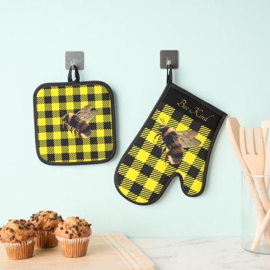 "Wees Aardig" Gingham Ovenwant & Pannenlap Set (Insitu(Ophanging))