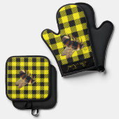 "Wees Aardig" Gingham Ovenwant & Pannenlap Set (Voorkant / Achterkant)