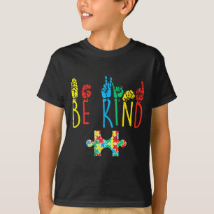 Wees Aardig Hand Gebarentaal Puzzel Autisme Bewust T-shirt