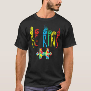 Wees Aardig Hand Gebarentaal Puzzel Autisme Bewust T-shirt