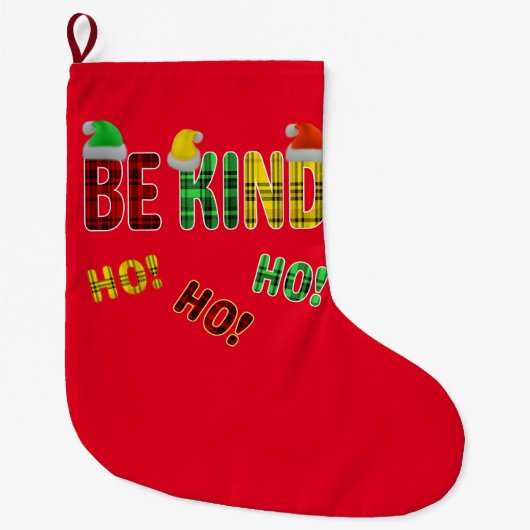WEES AARDIG HO HO HO GRAPPIGE KERST RUTEN CITAAT GROTE KERSTSOK (Voorkant)