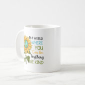 Wees aardig in deze wereld Zonnebloem Koffiemok (Voorkant links)
