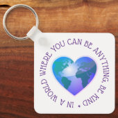 Wees aardig inspirerend quote wereldbol sleutelhanger (Voorkant)