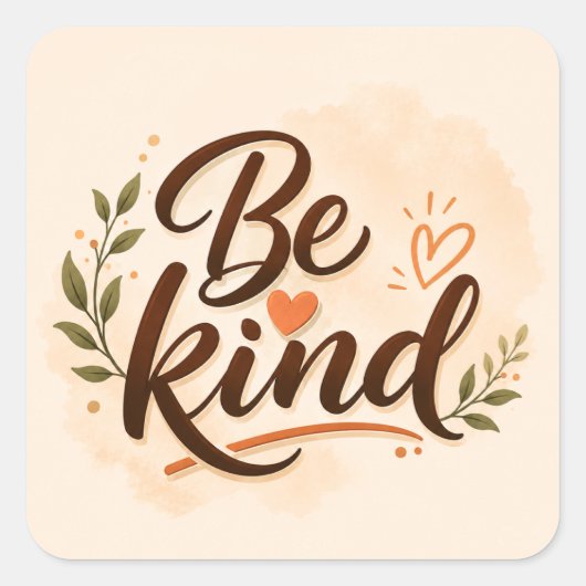 Wees Aardig Inspirerende Typografie Vierkante Sticker (Voorkant)