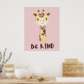 Wees aardig kleine giraffe poster (Keuken)