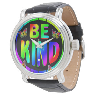WEES AARDIG KLEURRIJKE REGENBOOG VLINDERS HORLOGE