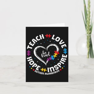 Wees aardig Leer Liefde Inspire Autisme Bewustzijn Kaart