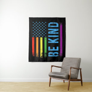 Wees Aardig Lgbt Lgbtq Gay Pride Regenboog Wandkleed