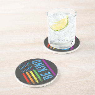 Wees Aardig Lgbt Lgbtq Gay Pride Regenboog Zandsteen Onderzetter