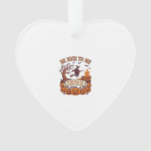 Wees Aardig Mij Halloween Heks Bezem Pompoenen_1 Ornament
