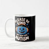 Wees Aardig Mijn Zoon Heeft Autisme Halloween Koffiemok (Links)