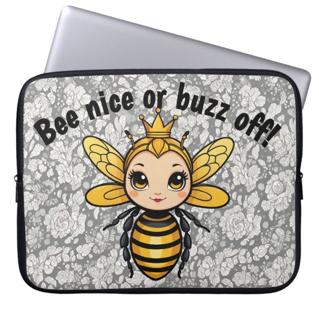 Wees aardig of zoem weg - Koningin bij Laptop Sleeve (Voorkant)