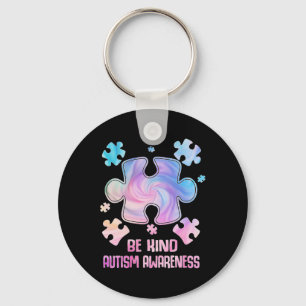 Wees aardig Puzzel stukken Tie Dye Autisme Bewustz Sleutelhanger