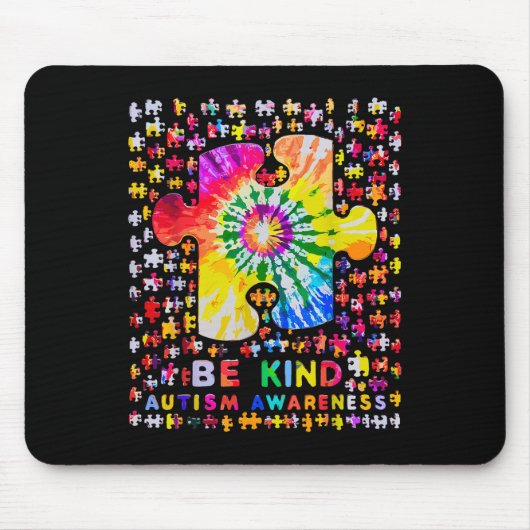 Wees aardig Puzzel Tie Dye Autisme Bewustzijn Muismat (Voorkant)