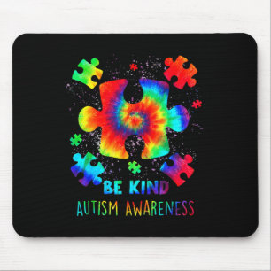 Wees Aardig Puzzelstukken Tie Dye Autisme Bewustzi Muismat