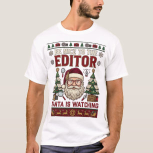 Wees Aardig Redacteur Kerstman Kerstbomen Camera_1 T-shirt