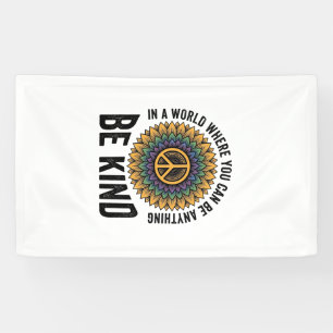 Wees Aardig Regenboem Bloem Vrede Vintage T-shirt  Spandoek
