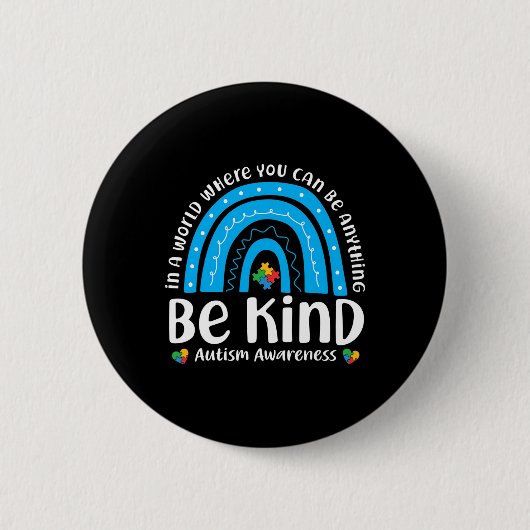 Wees Aardig Regenboog Autisme Bewustzijn Kinderen Ronde Button 5,7 Cm (Voorkant)