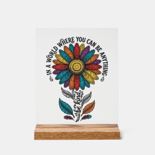 Wees Aardig Regenboog Bloem Vintage Gravure Shirt_ Acryl Bord
