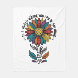 Wees Aardig Regenboog Bloem Vintage Gravure Shirt_ Fleece Deken