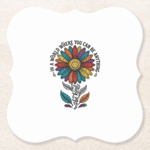 Wees Aardig Regenboog Bloem Vintage Gravure Shirt_ Kartonnen Onderzetters