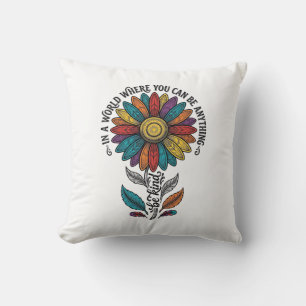 Wees Aardig Regenboog Bloem Vintage Gravure Shirt_ Kussen