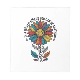 Wees Aardig Regenboog Bloem Vintage Gravure Shirt_ Notitieblok